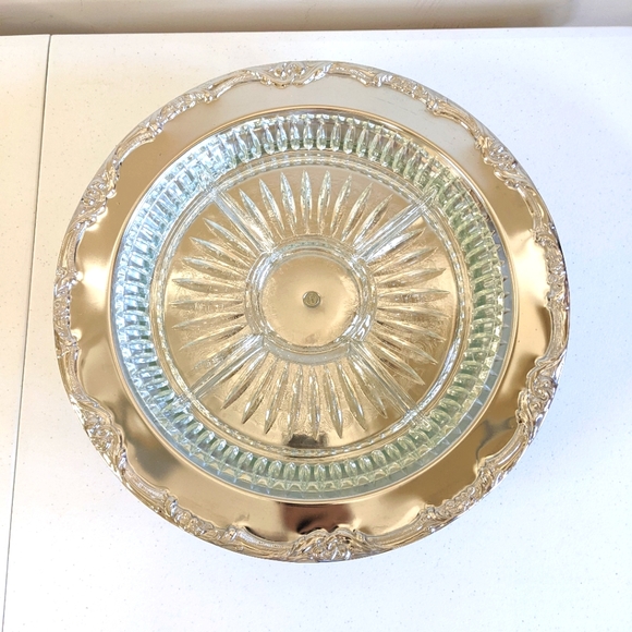 Vintage Silver Plated and Glass Lazy Susan - Picture 2 of 12
